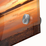 Large abstract wall art featuring a mid-century modernist design with vibrant hues on acrylic glass.