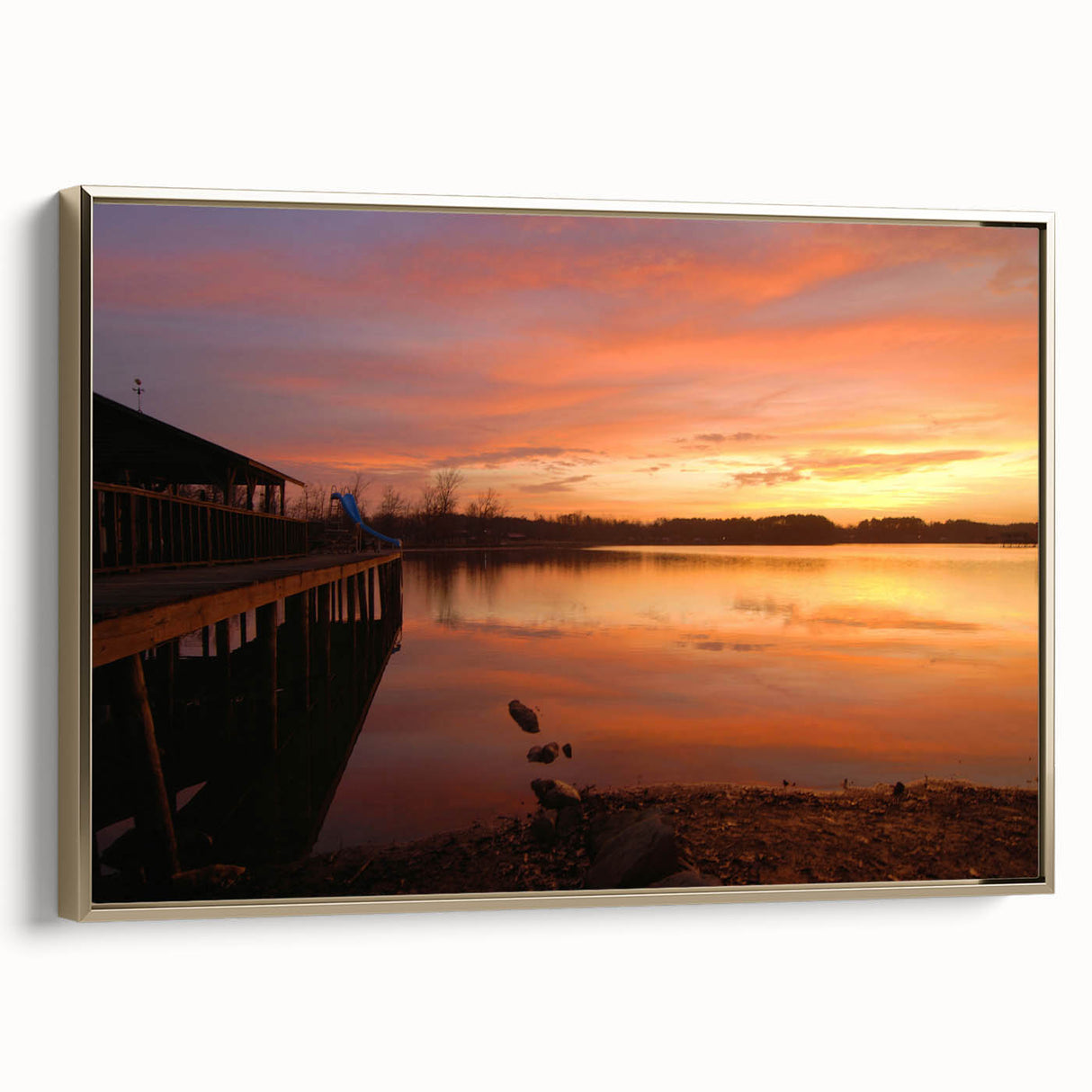 Framed canvas depicting a vintage Alabama landscape in muted gold and black tones, ideal for bedroom wall decor.
