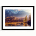Extra large, textured abstract art print of colorful Alaskan scenery on a framed canvas, suitable for living room decor.