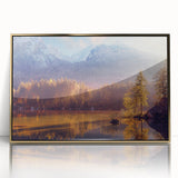 Large art print of an Alaskan landscape in muted earth tones on a framed acrylic, ideal for modern art wall decor.