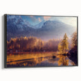 Black and white framed canvas of an Alaskan landscape, ideal for bedroom wall decor.