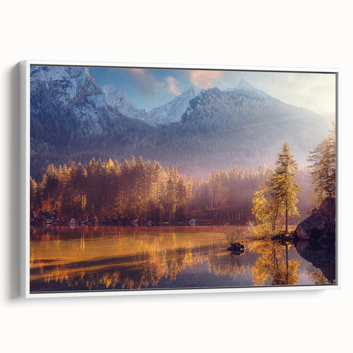 Vintage poster art of Alaskan scenery on an extra-large framed canvas.