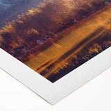 Art deco poster of Alaska scenery on rolled canvas, featuring cool blue and gray tones, ideal for dining room wall art.