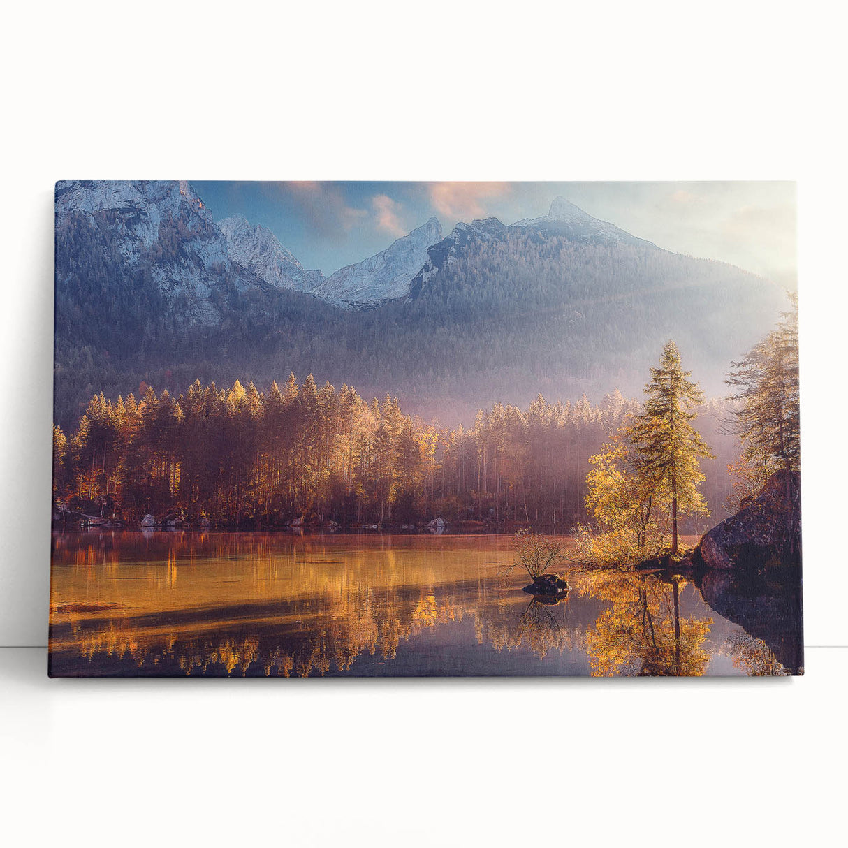 Black and white photograph of Alaska scenery on stretched canvas, suitable as large kitchen wall art or bedroom decor.