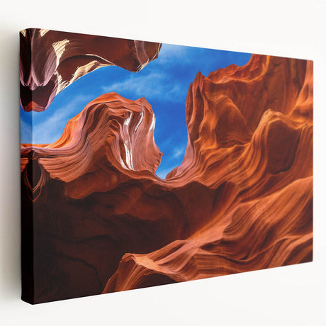 Antelope Canyon landscape on large stretched canvas featuring orange and red rock formations, suitable for kitchen wall art.