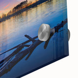 Large abstract wall art in mid-century modernist style depicting Arkansas scenery on acrylic glass.