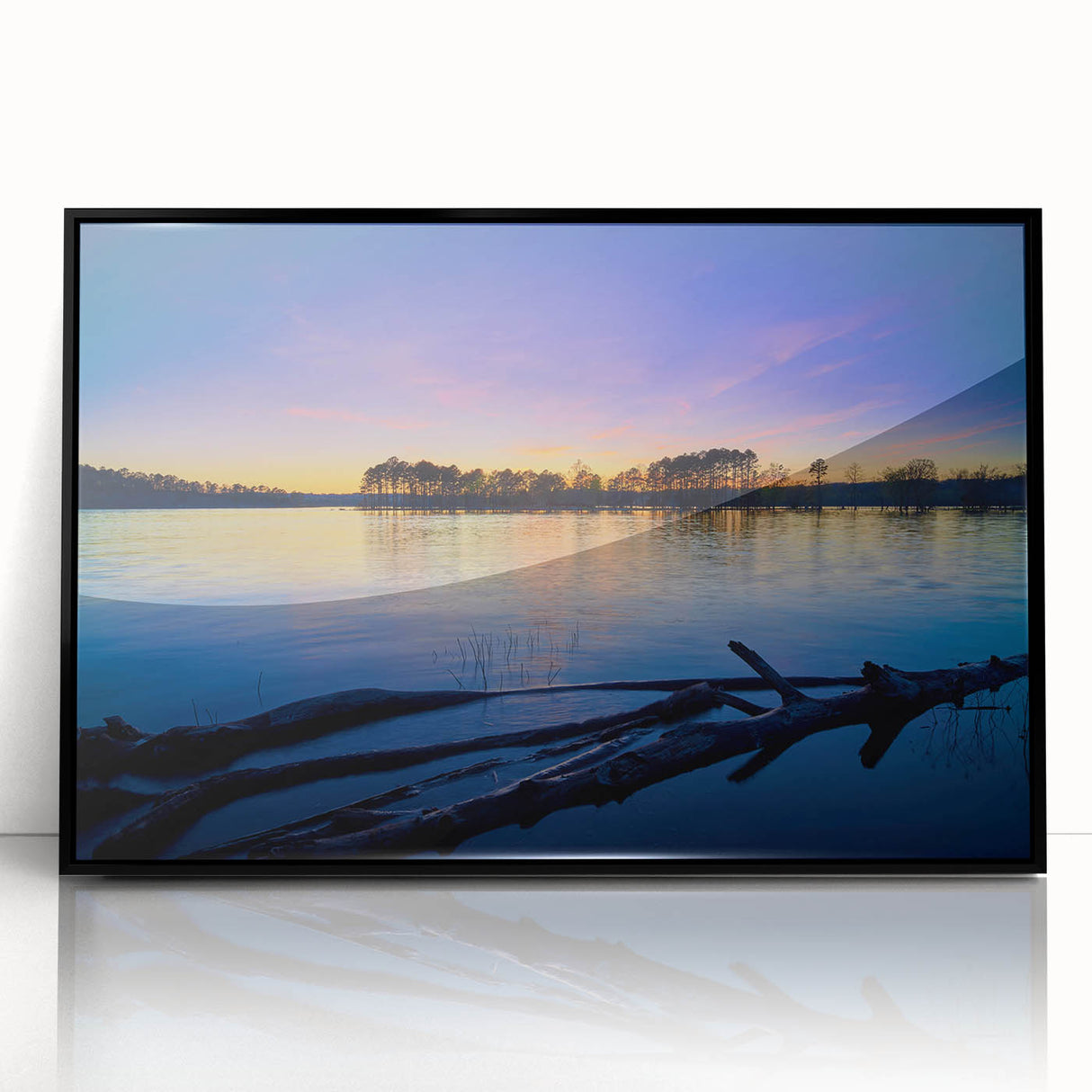 Large abstract wall art depicting a vibrant Arkansas landscape on a framed acrylic, ideal for modern living room decor.