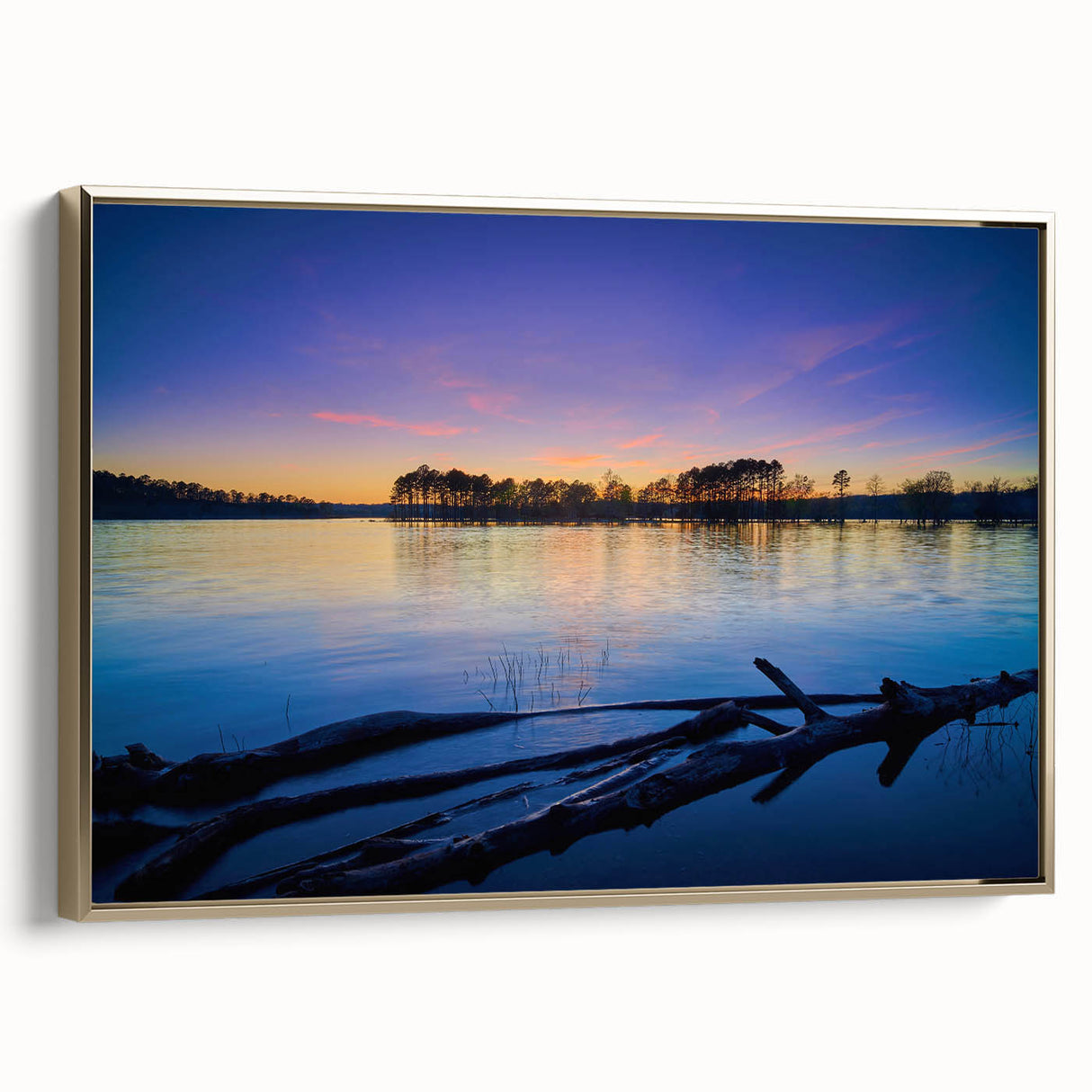 Vintage poster art of an Arkansas landscape on framed canvas with muted earth tones, ideal for bedroom wall decor.