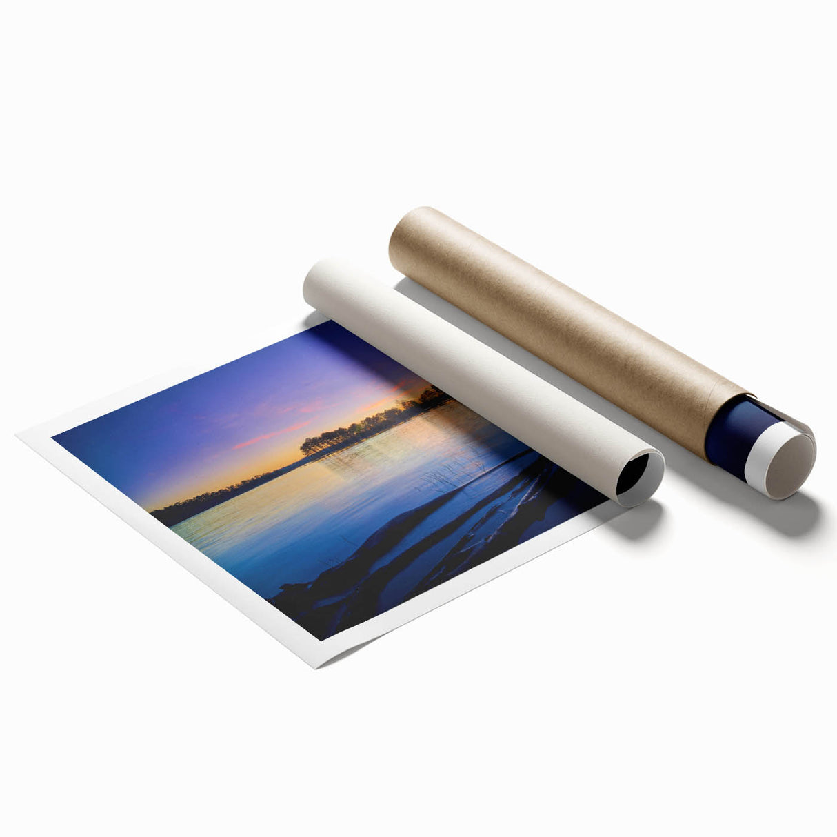 Extra large rolled print of Arkansas scenery with floral elements in soft pastel shades.