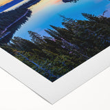 Art deco poster of Lake Tahoe with cool blue and green tones on rolled canvas, suitable for dining room decor.