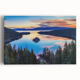 Black and white photograph of Lake Tahoe on stretched canvas, suitable as large kitchen wall art.
