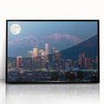 Large abstract wall art depicting a Los Angeles cityscape in muted gray tones on a framed acrylic.
