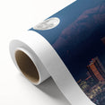 Art Deco style poster of Los Angeles skyline in pastel shades on rolled canvas, ideal for nursery wall art.