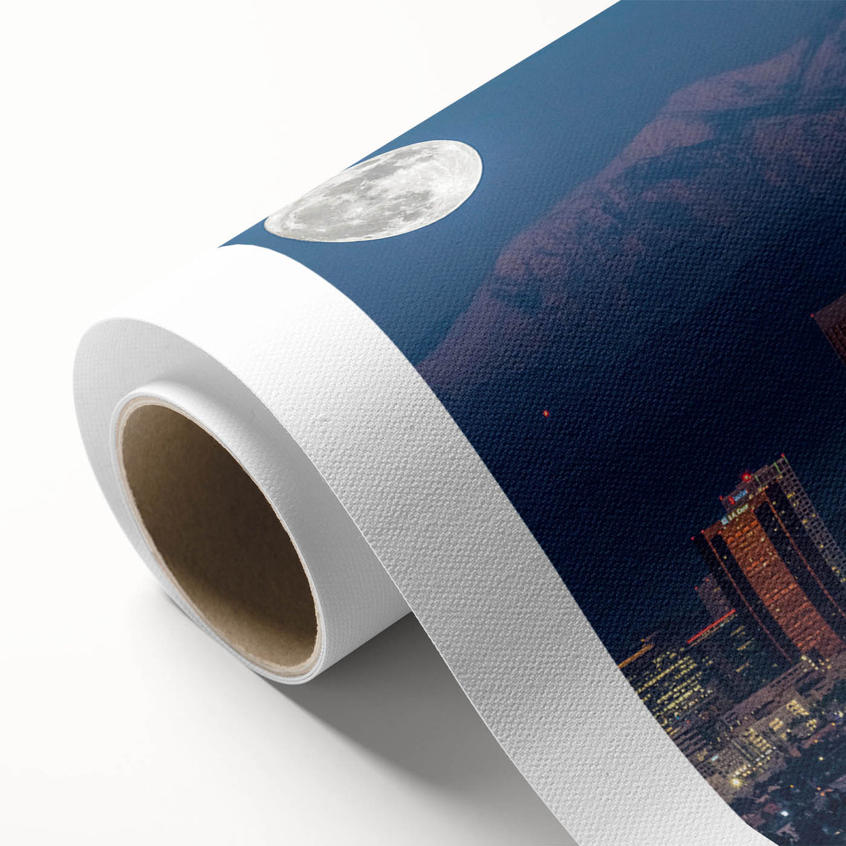Art Deco style poster of Los Angeles skyline in pastel shades on rolled canvas, ideal for nursery wall art.