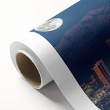 Art Deco style poster of Los Angeles skyline in pastel shades on rolled canvas, ideal for nursery wall art.