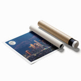 Extra large rolled print of Los Angeles scenery with vivid floral accents.