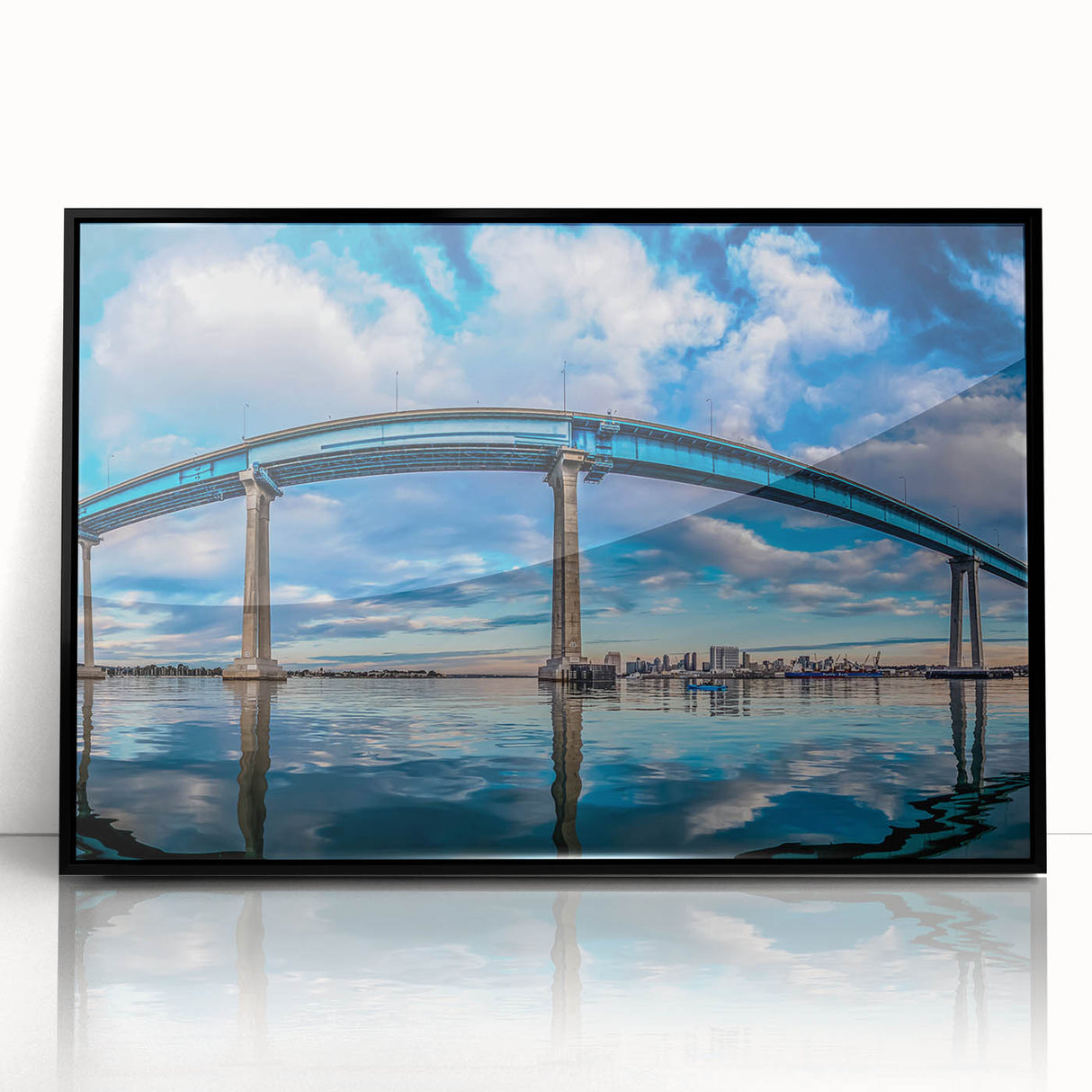 Large abstract wall art featuring a San Diego scenery in muted earth tones on a framed acrylic.