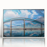 Art Deco style poster of San Diego skyline in muted blue and white tones, acrylic framed, ideal for modern nursery wall art.