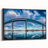 Black and white landscape art painting of San Diego on framed canvas, ideal for bedroom wall decor.