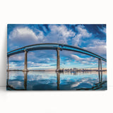 Black and white large art print of San Diego skyline on stretched canvas, ideal for kitchen wall art.