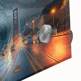 Large abstract depiction of San Francisco on acrylic glass in mid-century modernist style, ideal for dining room art.