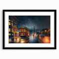 Extra large abstract art print of San Francisco skyline in vibrant colors on a black framed canvas.