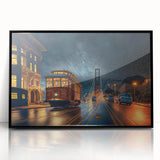 Large abstract wall art depicting the San Francisco skyline in muted tones on a framed acrylic.
