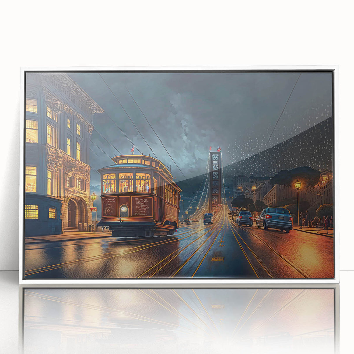 Acrylic print of San Francisco scenery in art deco style, ideal for modern art wall decor or nursery.