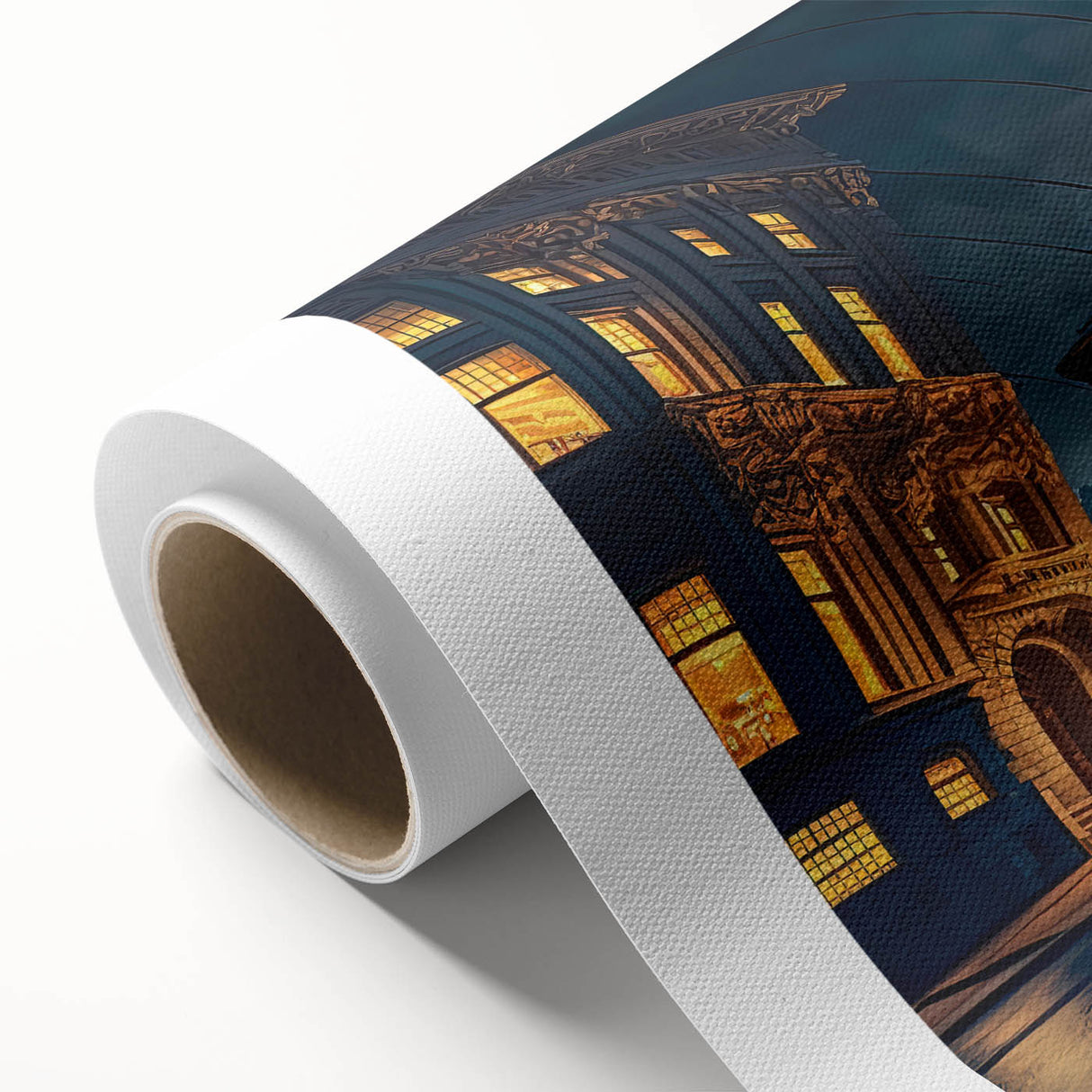 Art Deco poster of San Francisco skyline in pastel hues on rolled canvas, ideal for nursery wall art.
