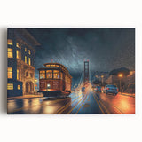Black and white photo of San Francisco skyline on stretched canvas, suitable as large kitchen art.