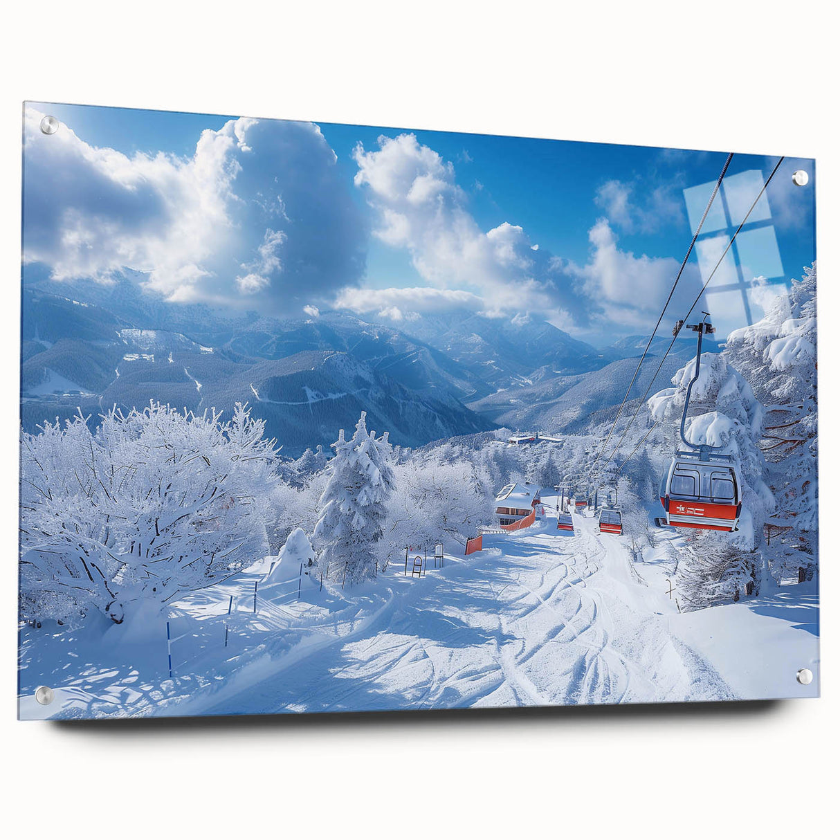 Acrylic print of a colorful abstract depiction of Vail, Colorado, ideal for dining room decor.