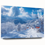 Large abstract depiction of Vail, Colorado in muted earth tones on acrylic glass, ideal for bedroom or dining room art.