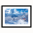 Extra large abstract art print of Vail, Colorado, featuring vibrant, colorful textures on a black framed canvas.
