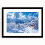 Extra large abstract art print of Vail, Colorado, featuring vibrant, colorful textures on a black framed canvas.