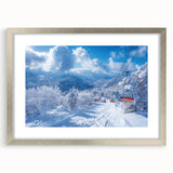Textured art depicting abstract Vail, Colorado scenery in muted earth tones, framed with a silver mat.