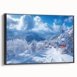 Black and white framed canvas of Vail, Colorado landscape, ideal for bedroom wall art.