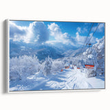 Vintage poster art of Vail, Colorado, featuring colorful mountain scenery on extra large framed canvas.
