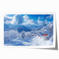 Extra large rolled print of Vail, Colorado scenery with vibrant green and blue tones, ideal for art wall dining room.