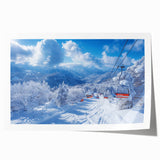 Extra large rolled print of Vail, Colorado scenery with vibrant green and blue tones, ideal for art wall dining room.