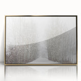 Large art print of Aspen, Colorado scenery in mid-century modernist style, framed in gold acrylic.