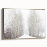 Framed canvas depicting a serene Aspen, Colorado landscape in muted earth tones, ideal for bedroom wall art.
