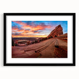 Abstract art print of Denver scenery in vibrant colors on a large canvas, ideal for living room decor.