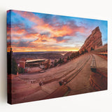 Denver skyline depicted in muted earth tones on a large stretched canvas, suitable for kitchen wall art.