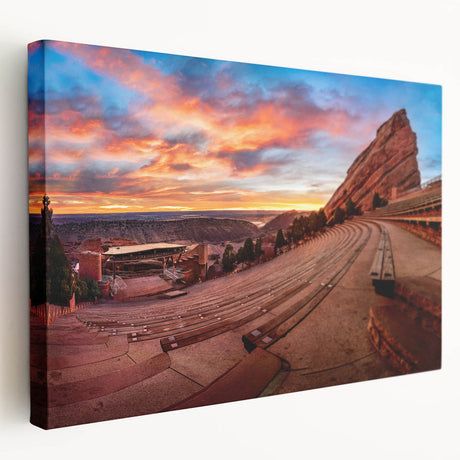 Denver skyline depicted in muted earth tones on a large stretched canvas, suitable for kitchen wall art.