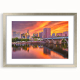 Textured abstract art print depicting a Connecticut landscape, in muted earth tones, framed with a silver mat.