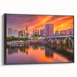 Black and white landscape art painting of Connecticut scenery on framed canvas, suitable for bedroom wall decor.