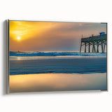 Framed canvas of Daytona landscape painting in a vintage poster style, featuring vibrant colors and a black frame.