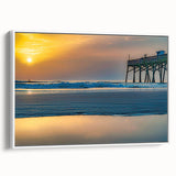 Vintage poster art of Daytona scenery on framed canvas, featuring colorful art with black accents.