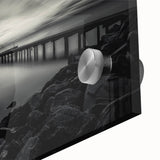 Large abstract wall art featuring a Delaware scenery in pastel shades on acrylic glass, suitable for dining room decor.