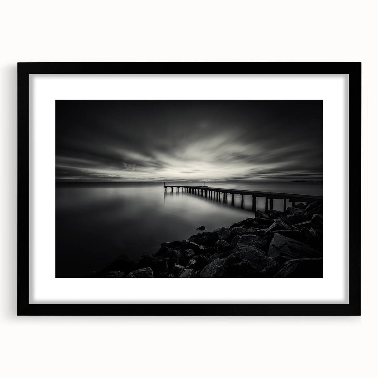 Extra large abstract art print of a colorful, textured Delaware scenery on a black framed canvas.